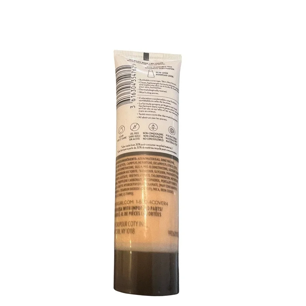 Covergirl Clean Invisible Foundation 123‎ Warm Nude Vegan Fragrance Free 1 fl oz